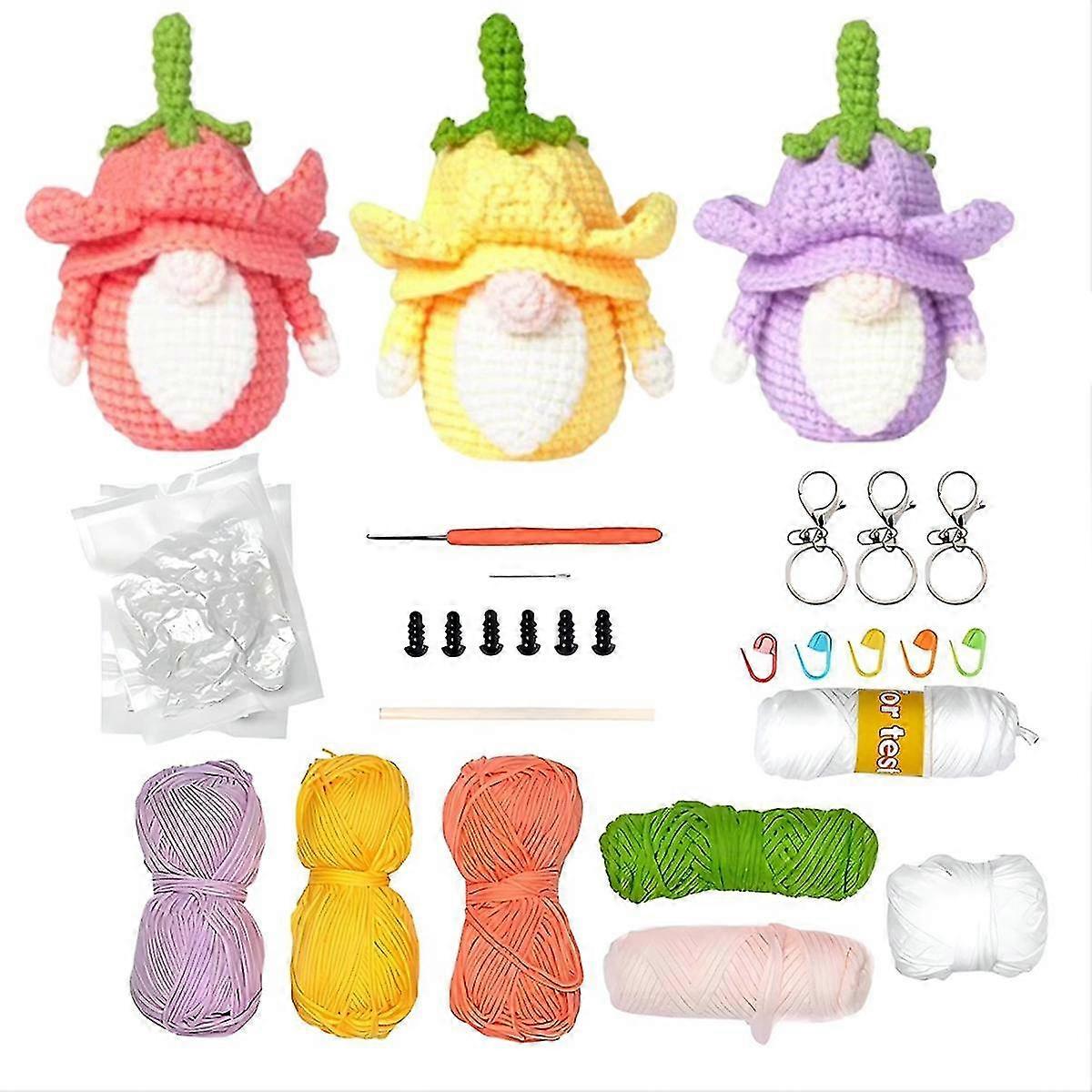 Crochet Kit For Beginners,3 Pcs Wobbles Crochet Kit,includes Step-by-step Instruction And Video Tutorials