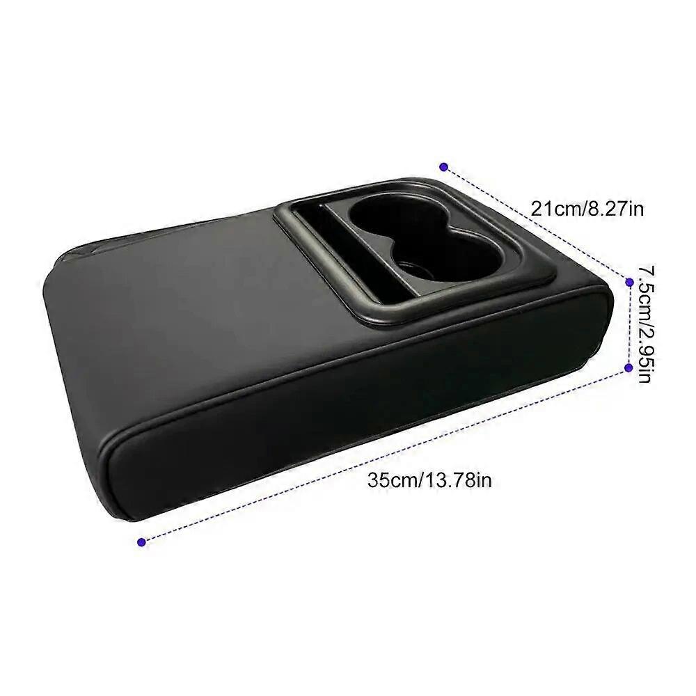 Auto Center Console Armrest Cushion With 2 Cup Holder PU Leather Armrest Pad Portable Car Amrest Pillow Cover Height Cushion Pad