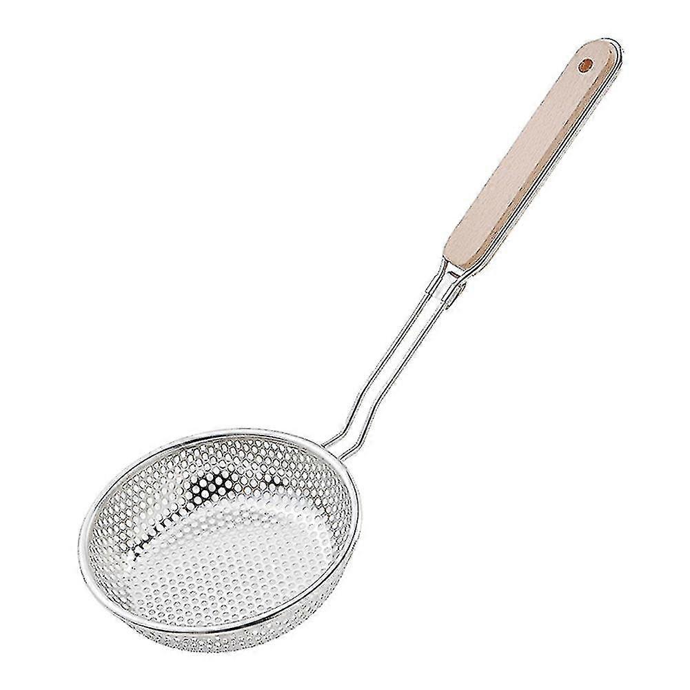 Stainless Steel Heavy-duty Wooden Handle Deep-fried Filter Colander B