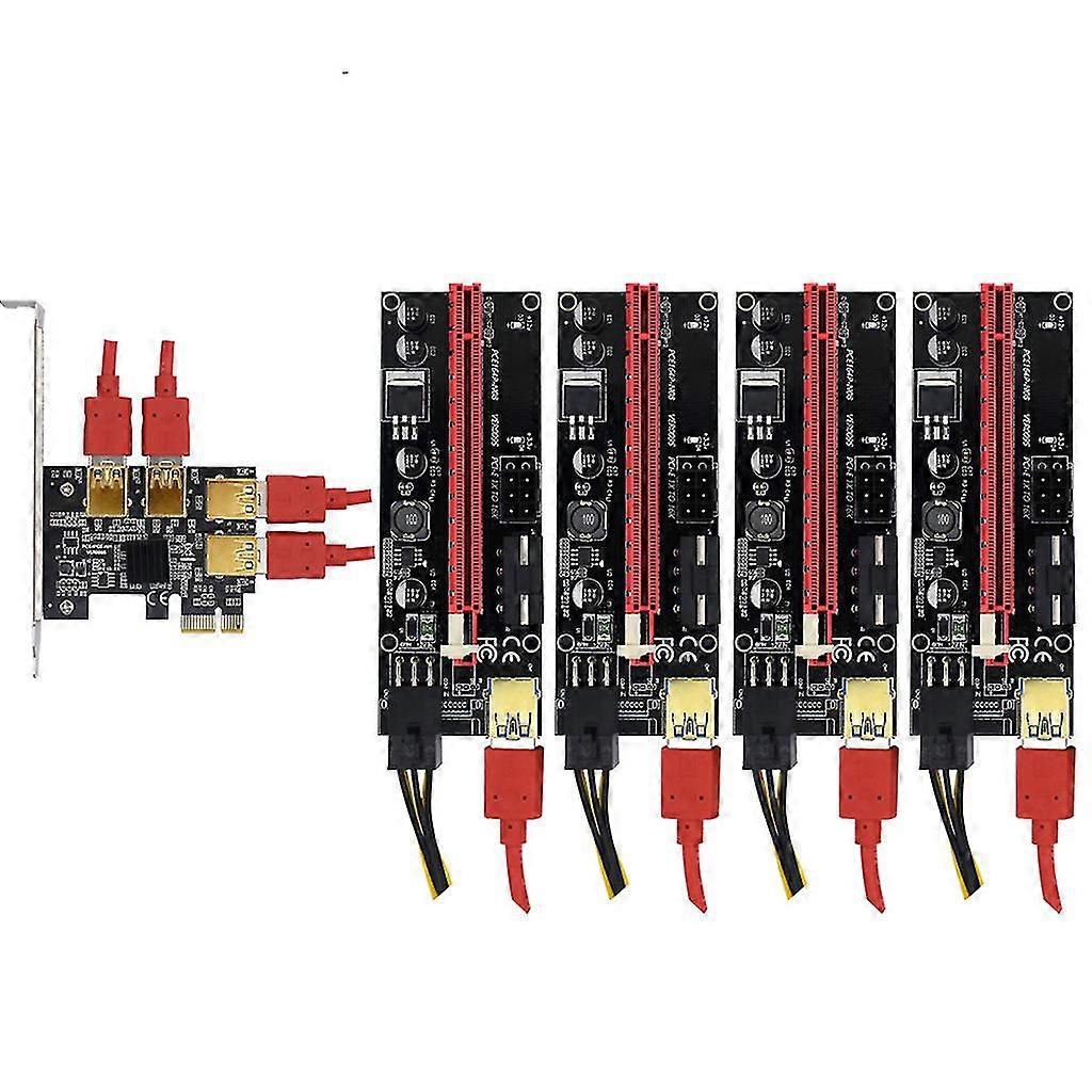 1 To 4 Ports 009s Usb Graphics Extension Pci-e Riser Card 1x To 16x Riser Card