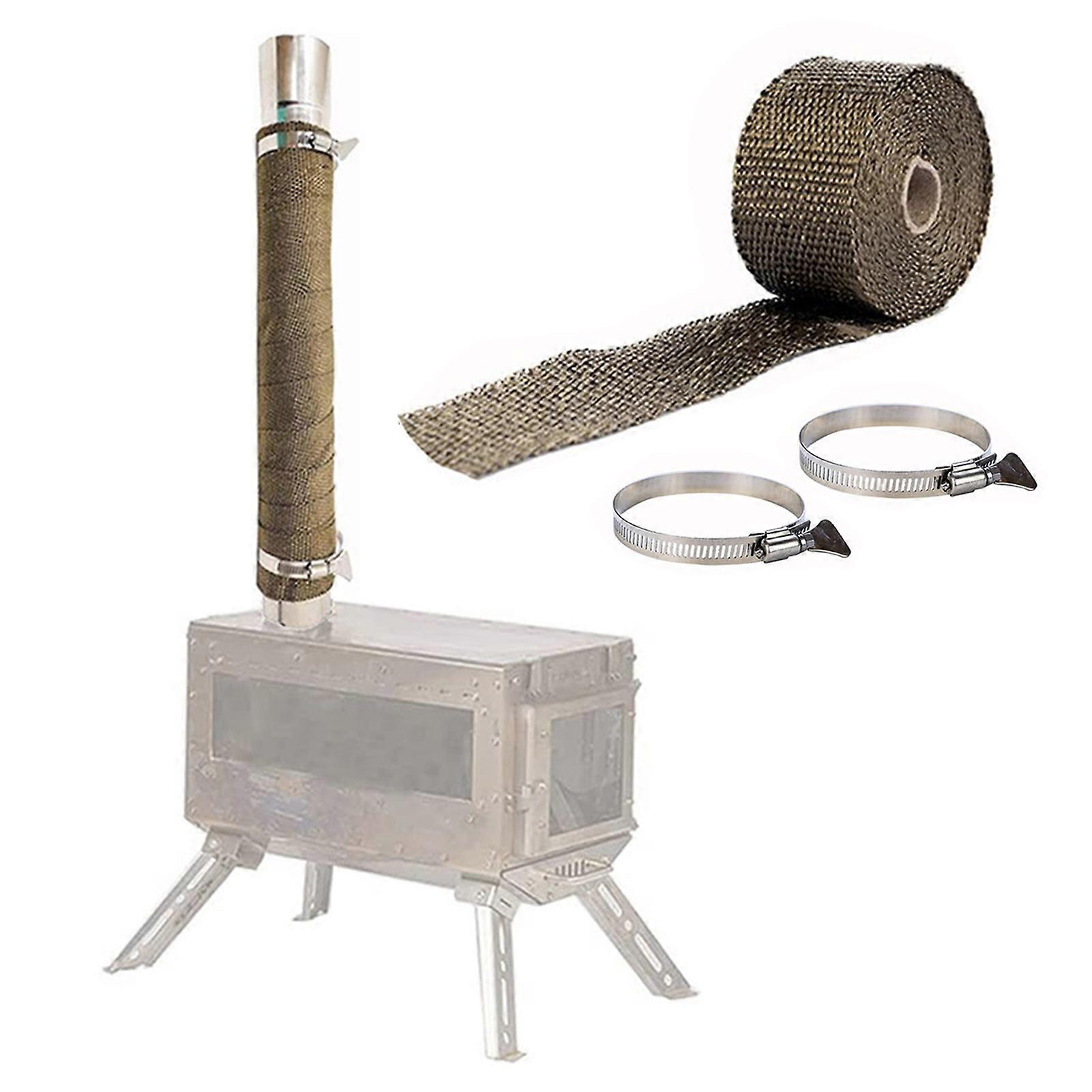 1 Set Fireproof Ribbon with 2 Clamps Detachable Adjustable Exhaust Insulation Wrapping Gear for Power Line KAESI