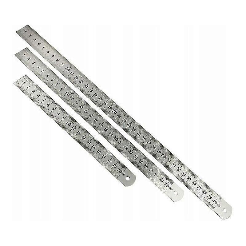 Rare Stainless Steel Rod Reverse Technical Drawing 3pc, 20cm 30cm 40cm