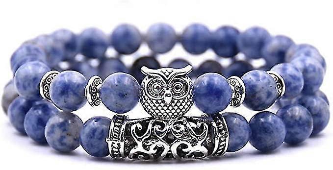 leather bracelet men's blue bead