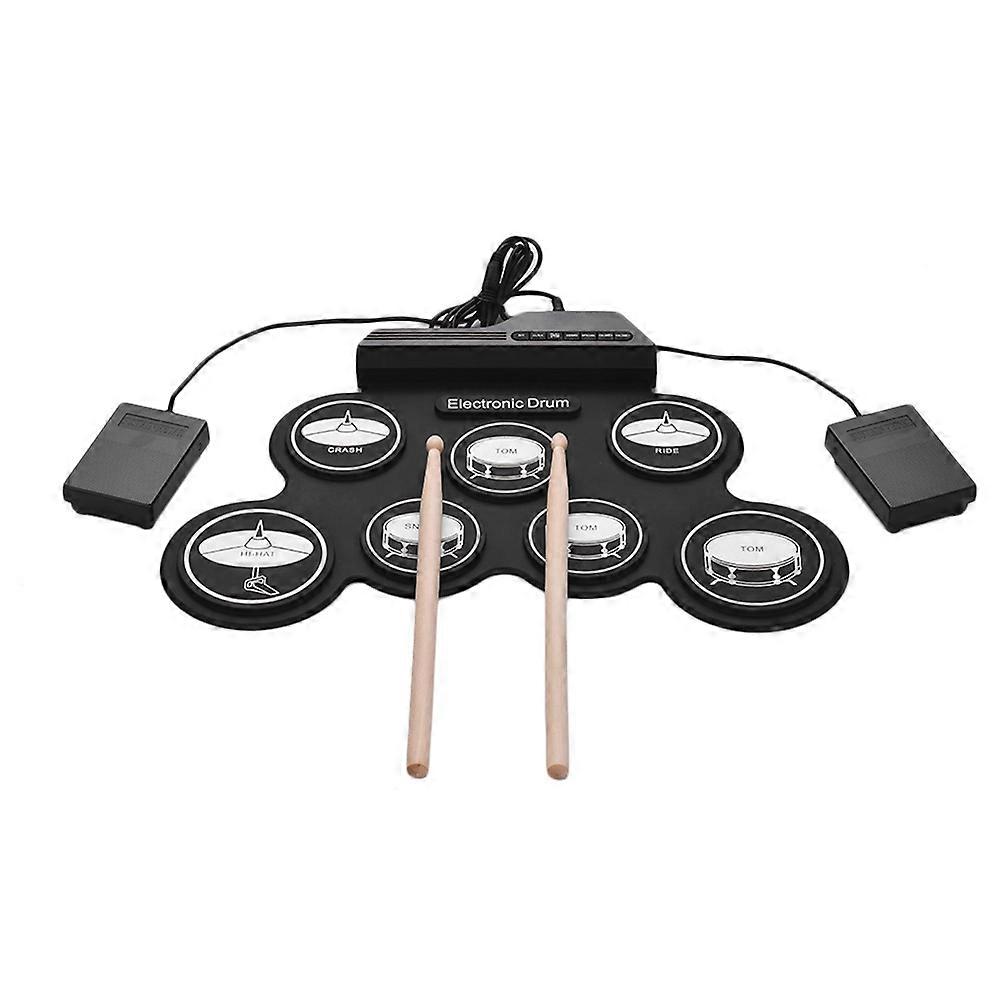 7 Pads E-Drum Set, Tragbares Roll-Up-Drum-Übungspad