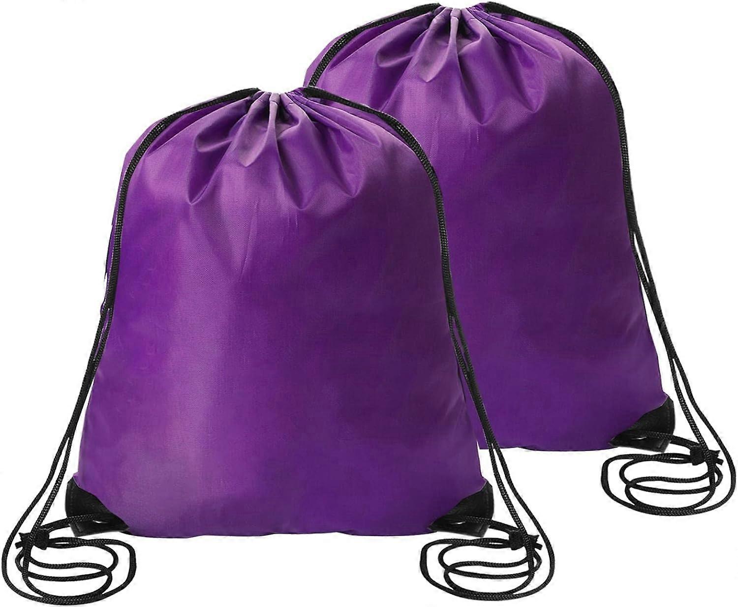 2 Pcs Purple Drawstring Backpack Bags Sports Cinch Sack String Bags Drawstring Gym Bag Draw String Backpack Bulk Swimming String Bags
