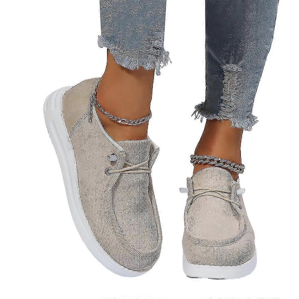 Bayanlar Flats Loafers Slip On Ayakkabı Rahat Moda Dantel Up Ayakkabı-lian