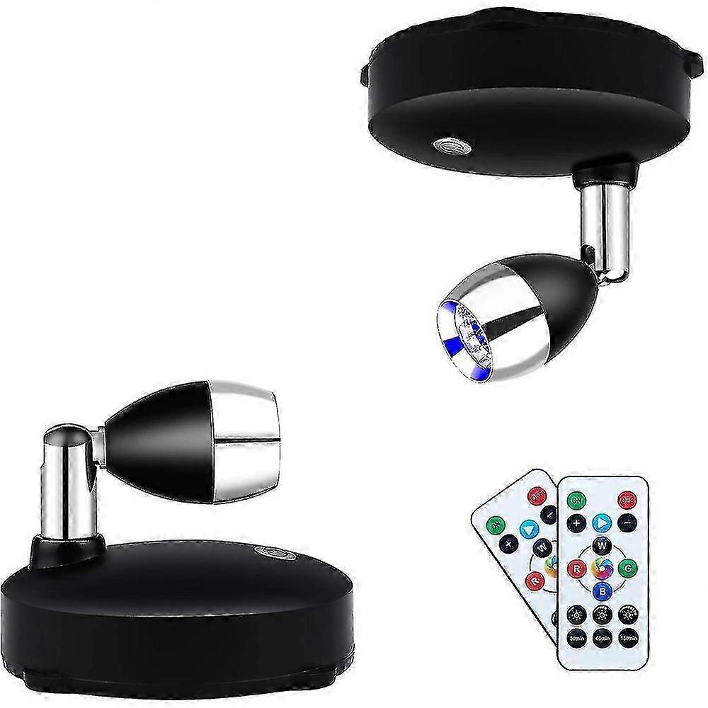 Wireless Spotlight Battery Operated Lights,Dimmable LED Spotlights with Remote Rotatable Wall Light-Yvan