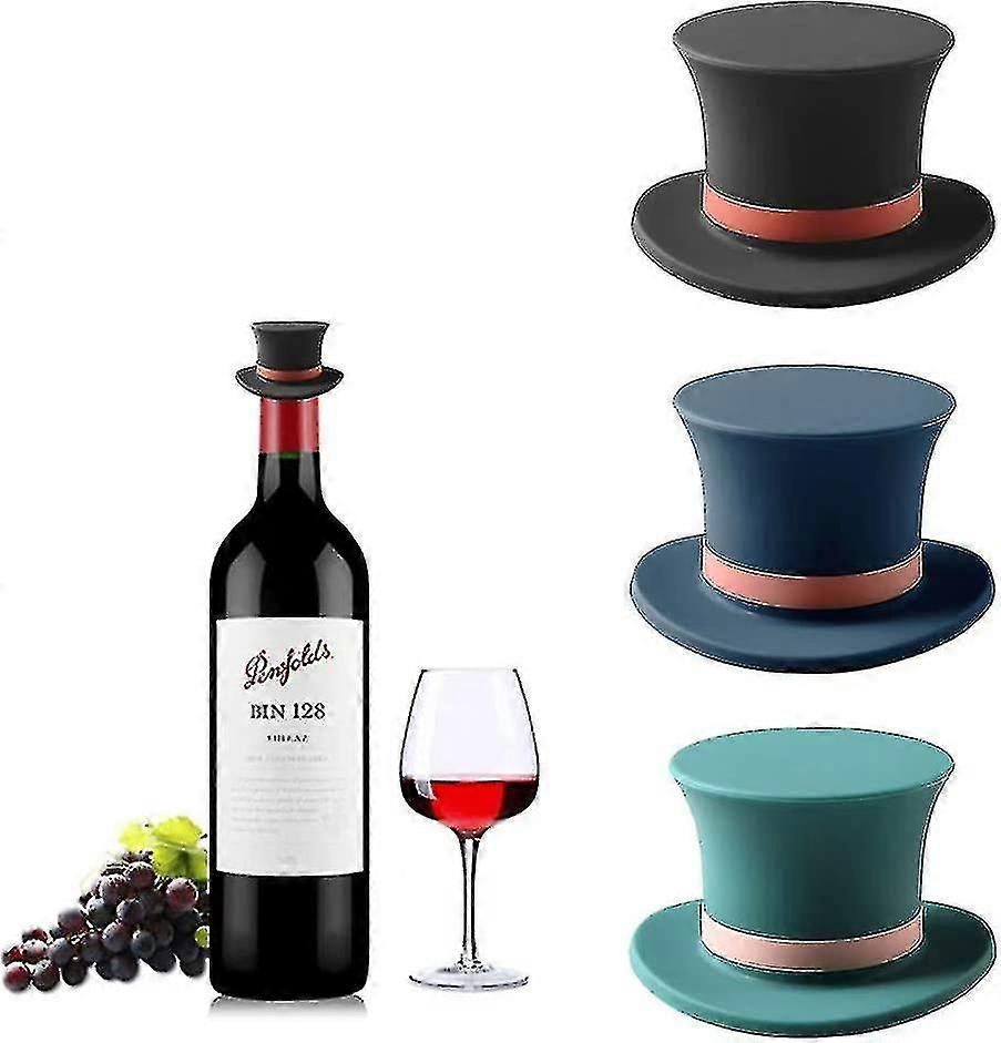 3pcs Funny Wine Stopper Silicone Magic Hat Wine Corks Reusable Seal Bottle Caps