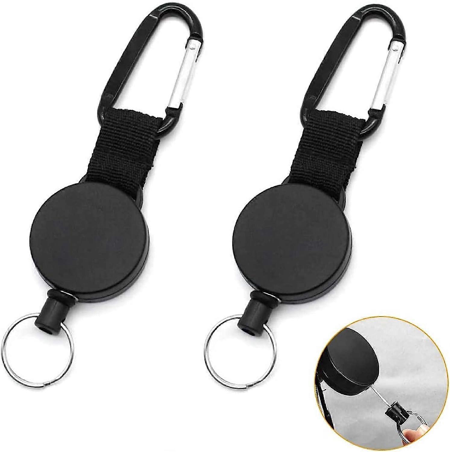 Retractable Key Chain, Heavy Duty Retractable Key Reel, Extendable Keychain with 39Inces Steel Wire Rope for Retractable ID Name Card Badges Holder Ke