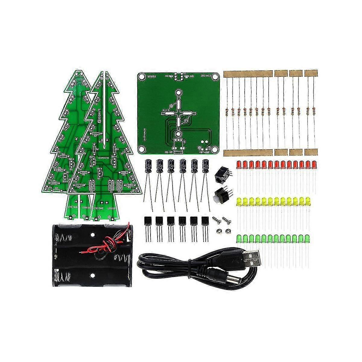 DIY juletræer lodning projekt, 3d juletræer led kits diy elektronisk kit lodning samling 7 farve sjov kit
