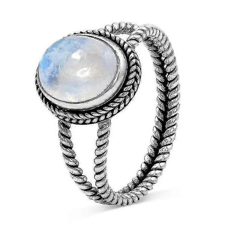 Vintage Wrapped Egg-cut Ring - Silver-plated Wrap-set Egg-cut Ring