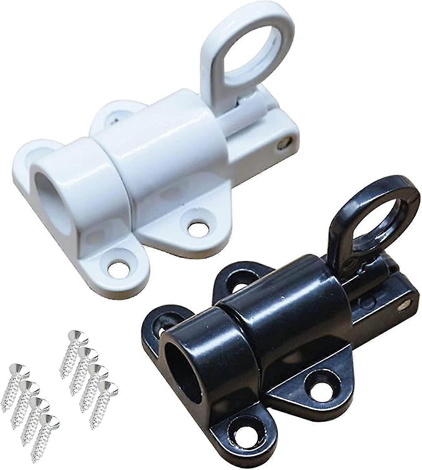 Window Latch Pull Ring Window Door Security Ring Black Pull Spring Rebound Bolt Window Door Automatic Alloy Security Latch for Window, Gate, Bedroom (