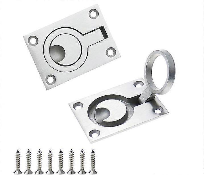 Drawer Handle 2 Pieces Locker Cabinet Handle Stainless Steel Boat Handles Marine Handle Recessed Boat Hatch Recessed Pull Handle with 8 Screws64 x 46m