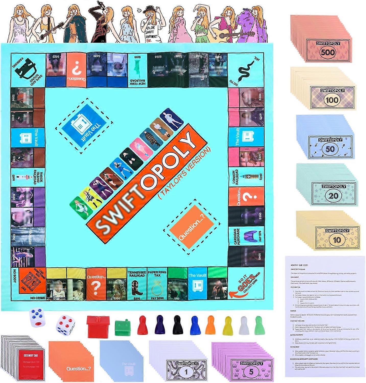 Music Board Game, Fun Music Games for Game Night, Monopoly Board Game for Fans Great Gifts for Music Lovers,Meeting Fans Partys Events Music Concert S