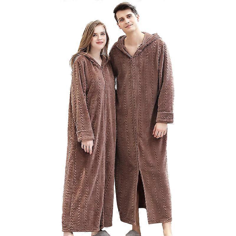 Womens Fleece Warm Robe,Cozy Fluffy Long Bathrobe