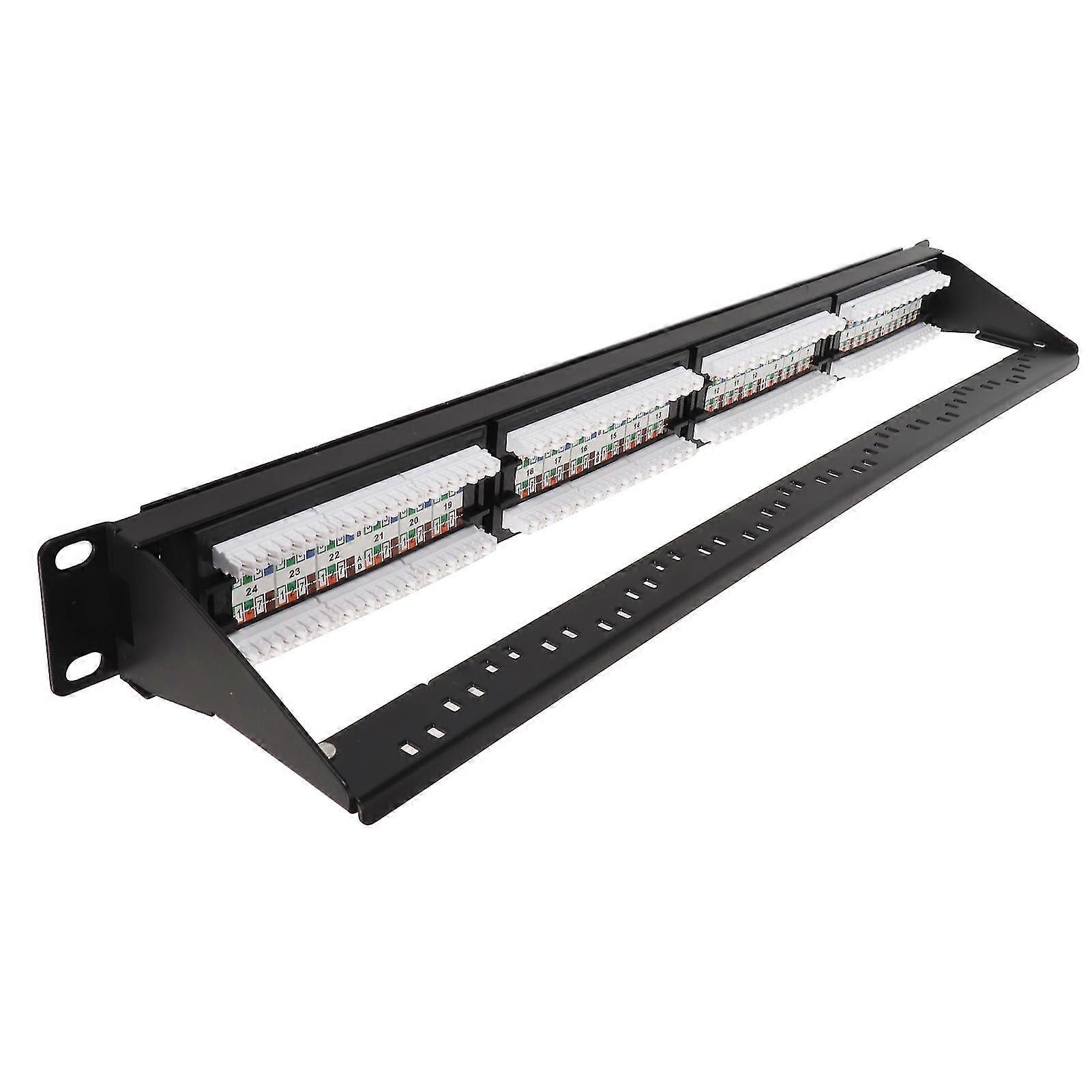 24-Port CAT5e Patch Panel for 19 Inch Rack Cabinet with RJ45 Through Coupler - 10G Ethernet Supported, Anti-Interference Design