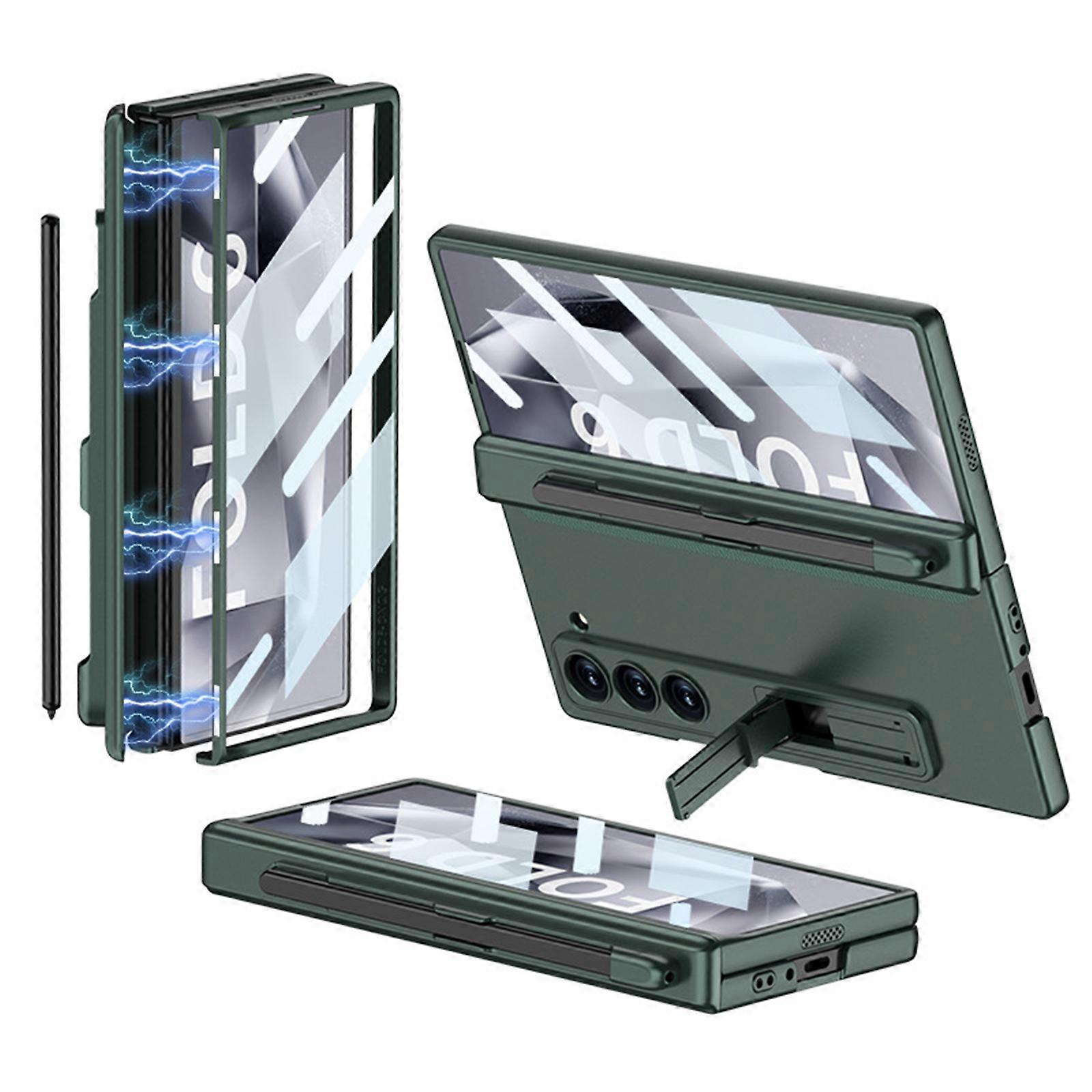 for Samsung Galaxy Z Fold 6 Case with Pen Holder & Adjustable Kickstand & Front Screen Protector All-Inclusive Protective Case for Galaxy Z Fold 6