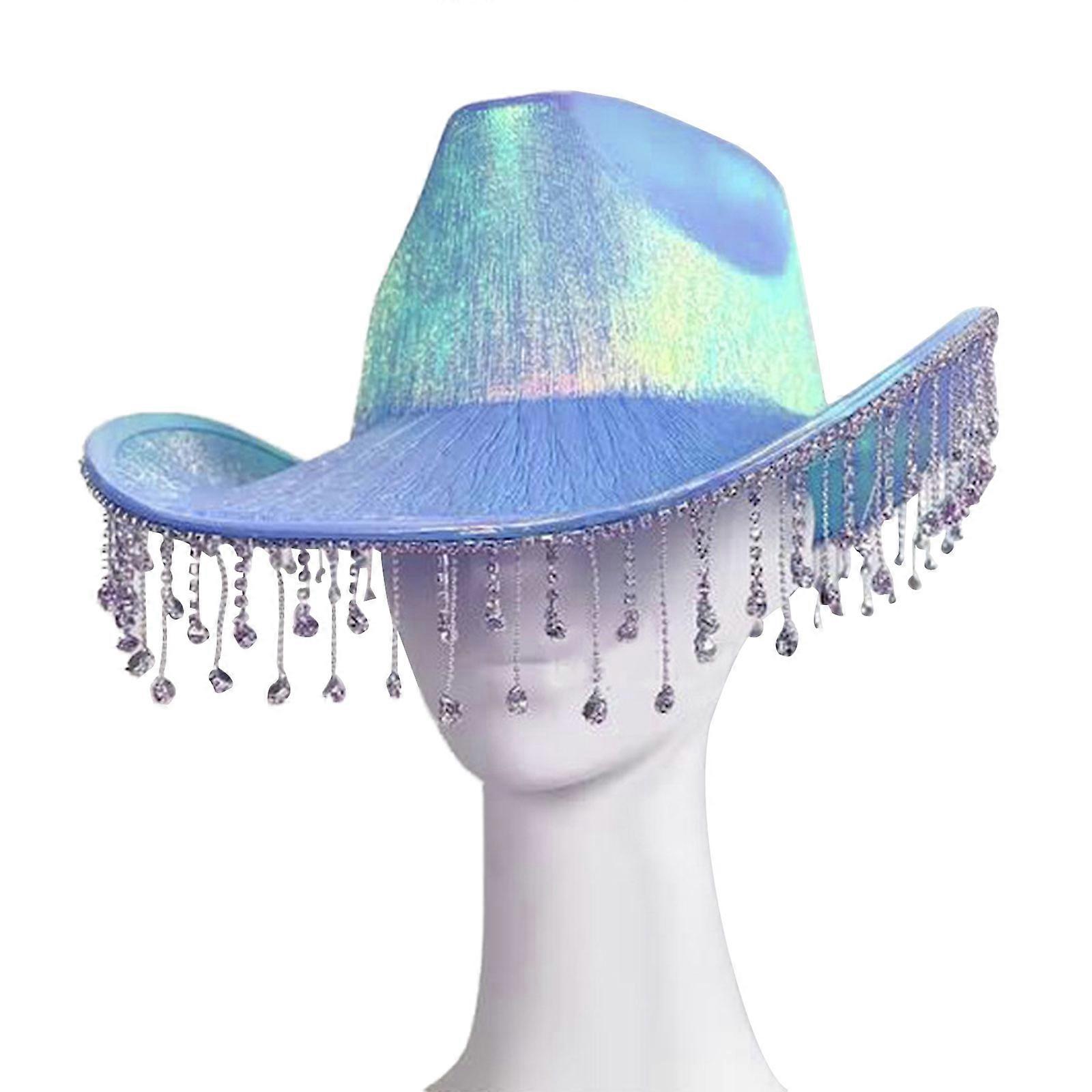 Sparkly Glitter Space Cowboy Hat - Fun Metallic Holographic Party Disco Cow