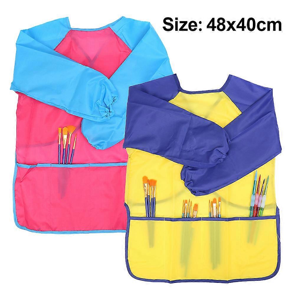 2 Pack παιδικές ποδιές τέχνης Smock Kids Art με αδιάβροχο μακρύ μανίκι 3 ευρύχωρες τσέπες, αδιάβροχες, ελαιοαπωθητικές και απωθητικές φόρμες
