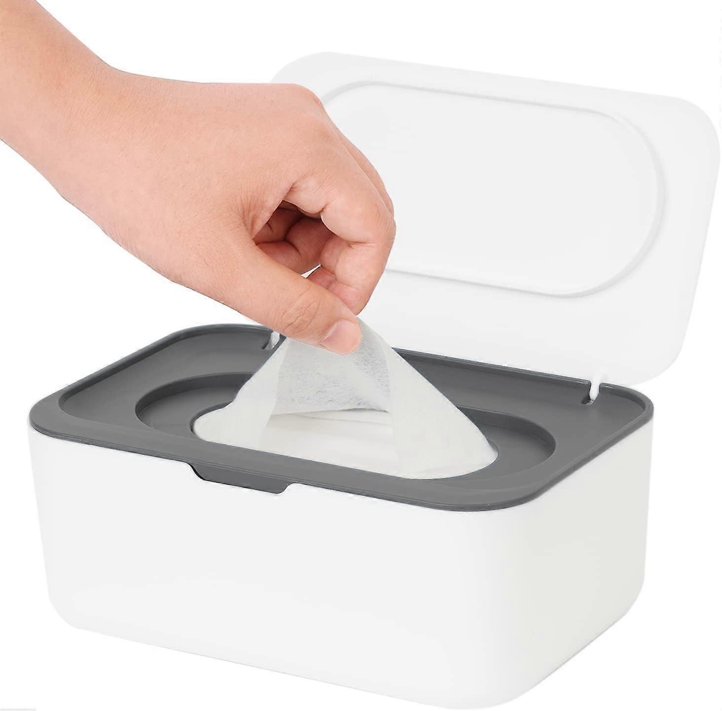 Wipes Dispenser Refillable Wipe Container Keeps Wipes Fresh, One-Handed Operation Non-Slip Easy Open/Close Wipes Pouch Case, Grey
