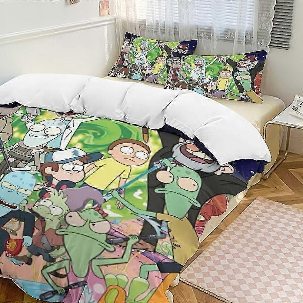 v320 Bed Sheets Rick And Morty3-Piece Bedding Set Soft Wa And Comfortable Bed Set Bed ee  (1 Duvet Cover and 2 Pillowcases) Bed Sheets  ccv320