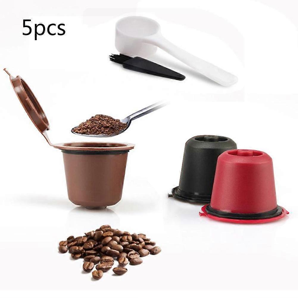 5PCS/SET Coffee Filter With Recycleable Gel Housing Reusable Compatible Capsule  For-Nespresso Cup Nescafe Coffee Filter Tools