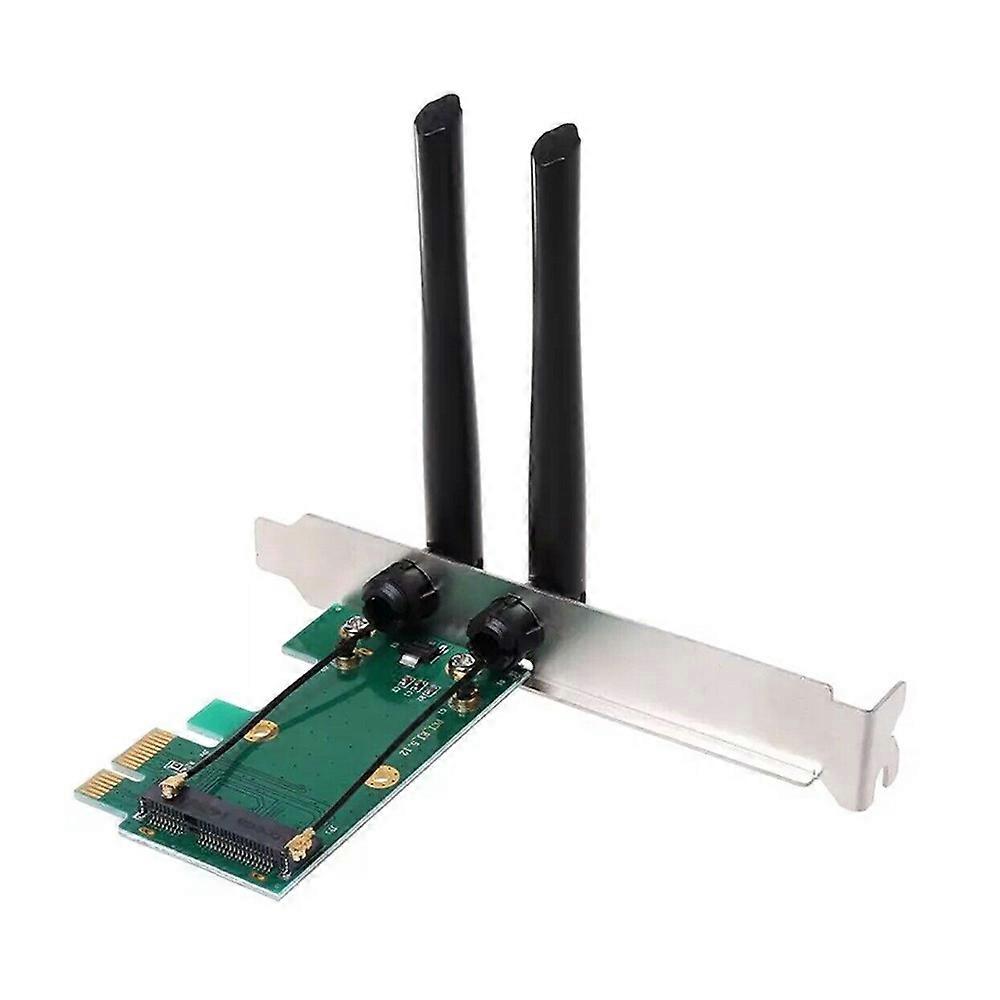 Draadloze kaart WiFi Mini PCI-E Express naar PCI-E Adapter met 2 Antenne Extern voor PC
