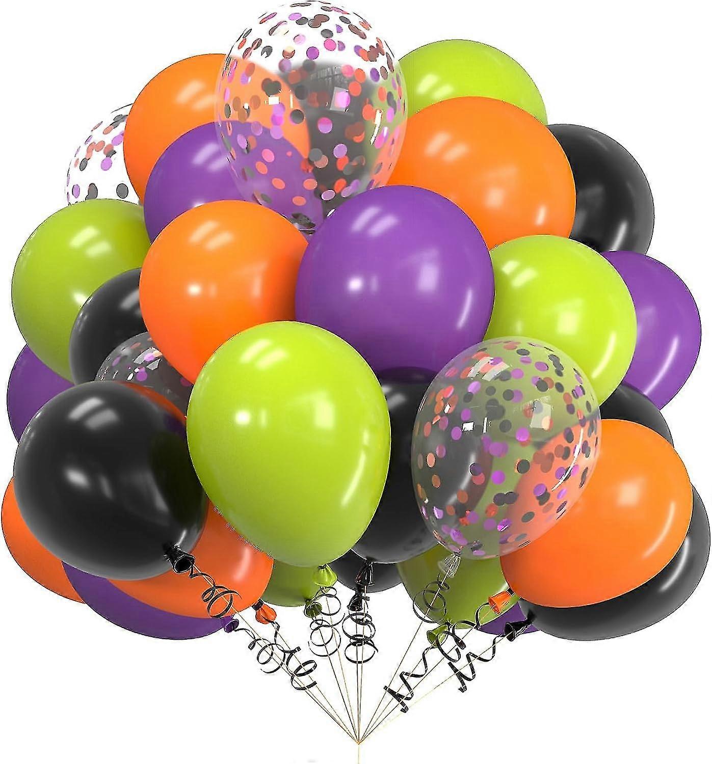 Orange Purple Black Green Balloons - 60pc Color Kit