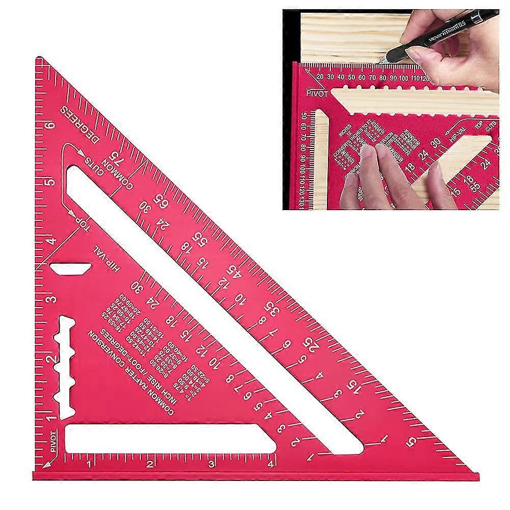 7 Inch Triangular Ruler Aluminum Alloy Carpenter's Square Precision Architect's Ruler Triangular Triangle Square Angle Ruler Protractor For Engineer C