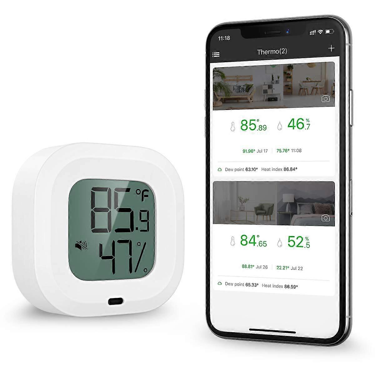 ORIA Wireless Thermometer Hygrometer, [Upgraded 35m Range] Mini Bluetooth 5.0 Humidity Temperature Sensor