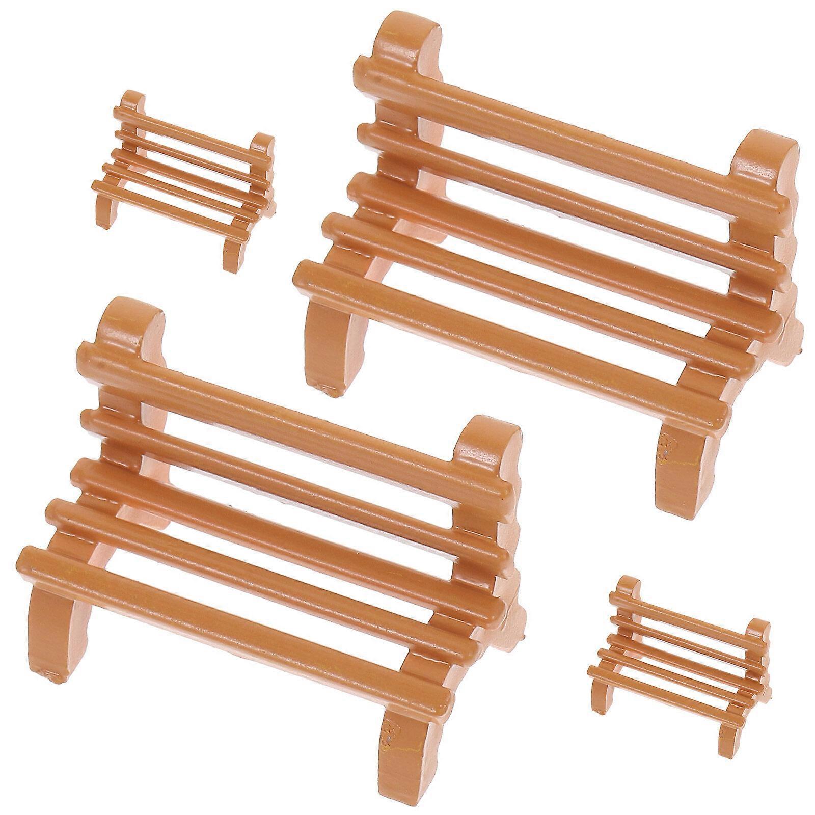 4pcs Miniature Bench Adornment Mini House Layout Bench Prop Mini Bench Model