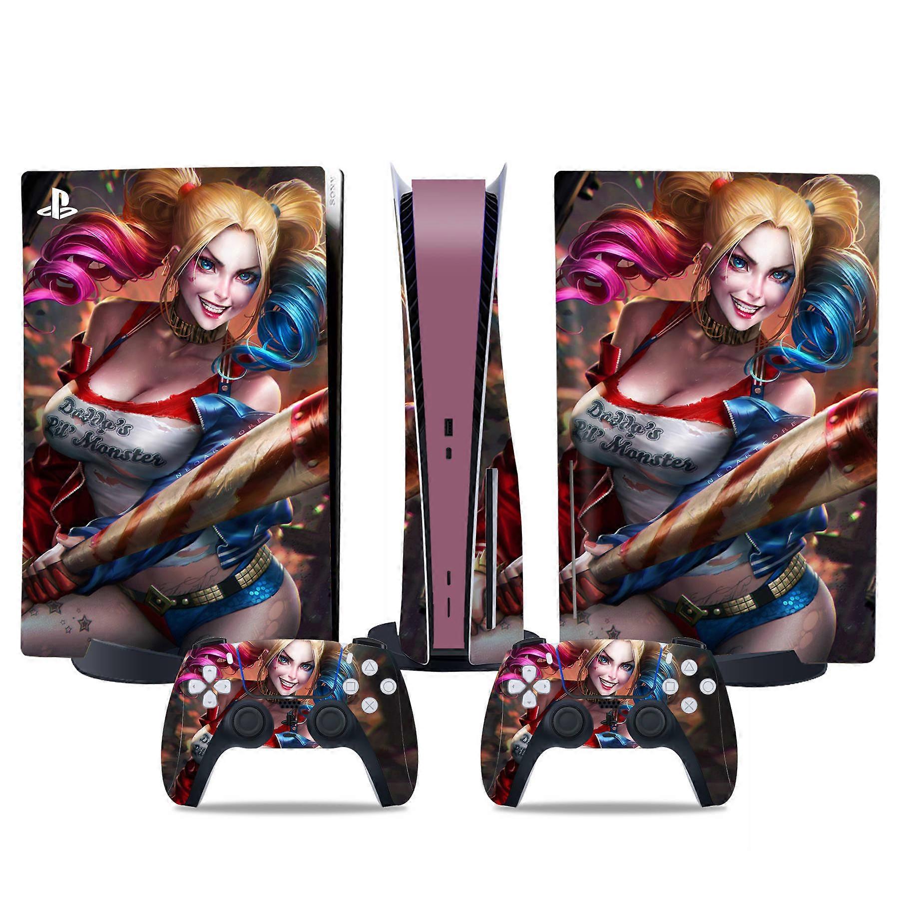 PS5 optical drive version sticker, cool PS5 skin, controller handle,for PS5 console and controller,DC cartoon,Halle1
