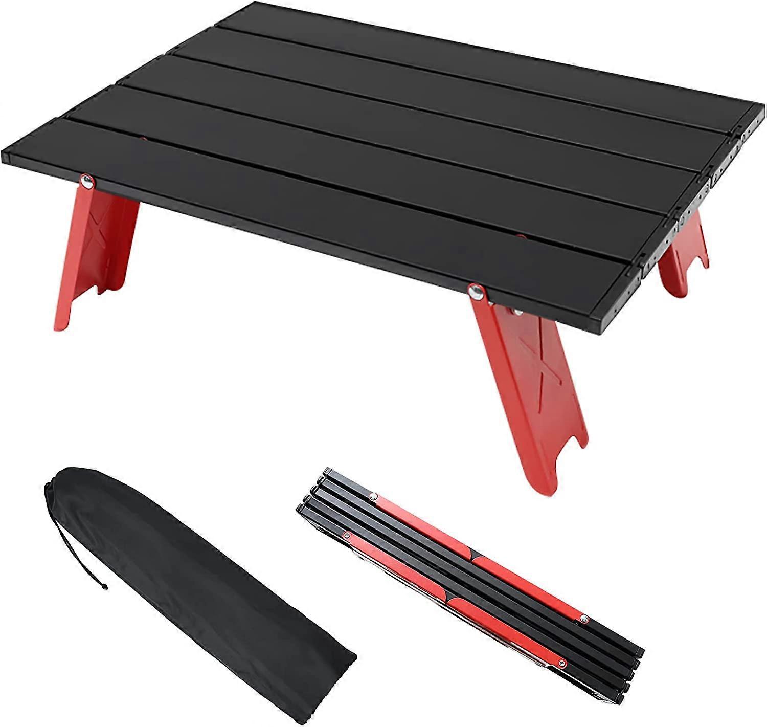 Camping Folding Table, Lightweight Portable Mini Folding Aluminum Table with Carry Bag, Small Convenient Roll Up Side Table for Barbecue Picnic Beach