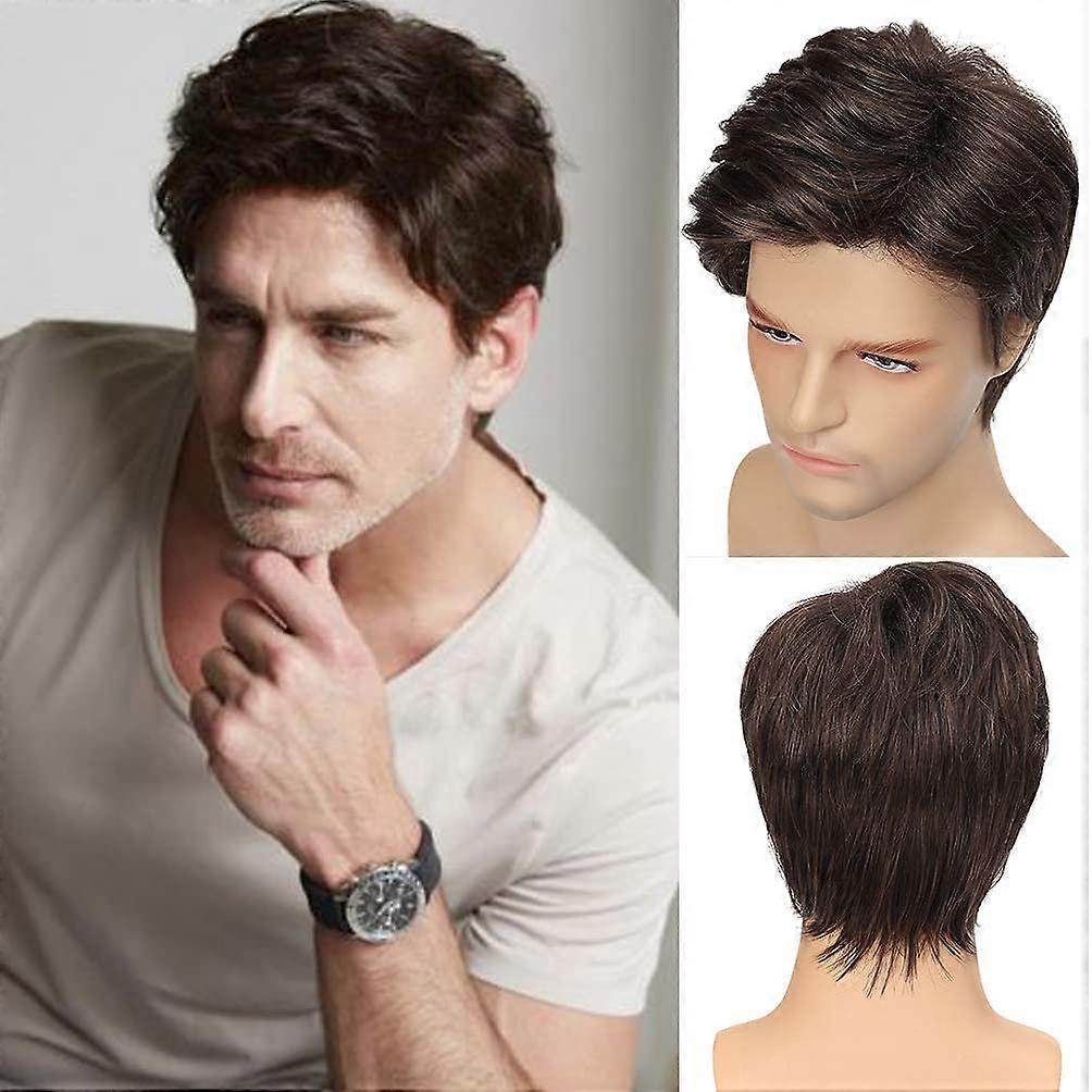 Peluca marrón de pelo corto para hombres