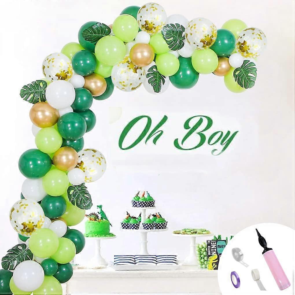85Pcs Green and Gold Balloon Garland Arch Kit, Latex Balloons Wall
