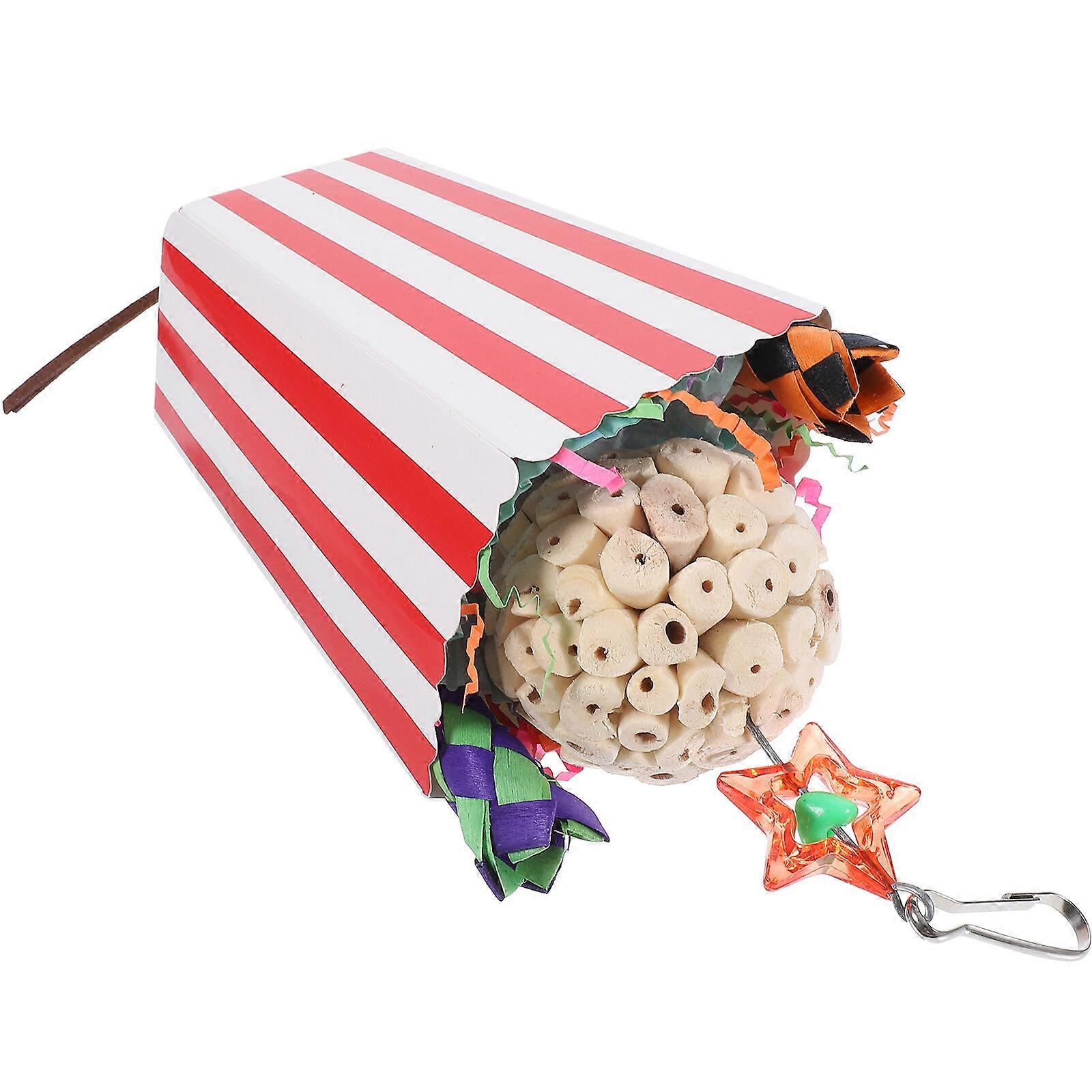 Hanging Bird Toy Parrot Biting Toy Teething Toy Safety Parrot Toy Colored Parrot Plaything