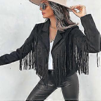 Women's Solid Color Fringe Jacket