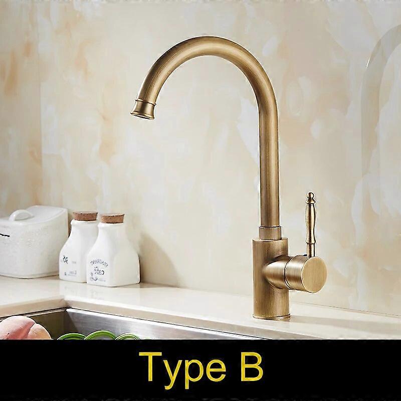 ELLEN Antique Bronze Kitchen Faucet Hot Cold Water Mixer Crane Deck Mounted Single Hole Kitchen Sink Tap 360 Rotation EL977