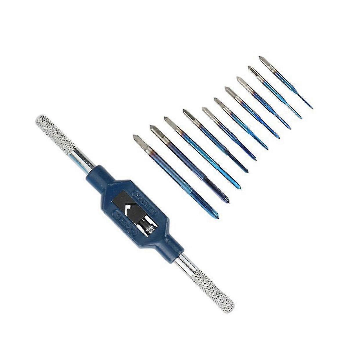 10pcs M1-.5 Thread Taps With Adjustable M1-m8 Wrench Machine Tap Wrench Set For Metal Working Screw