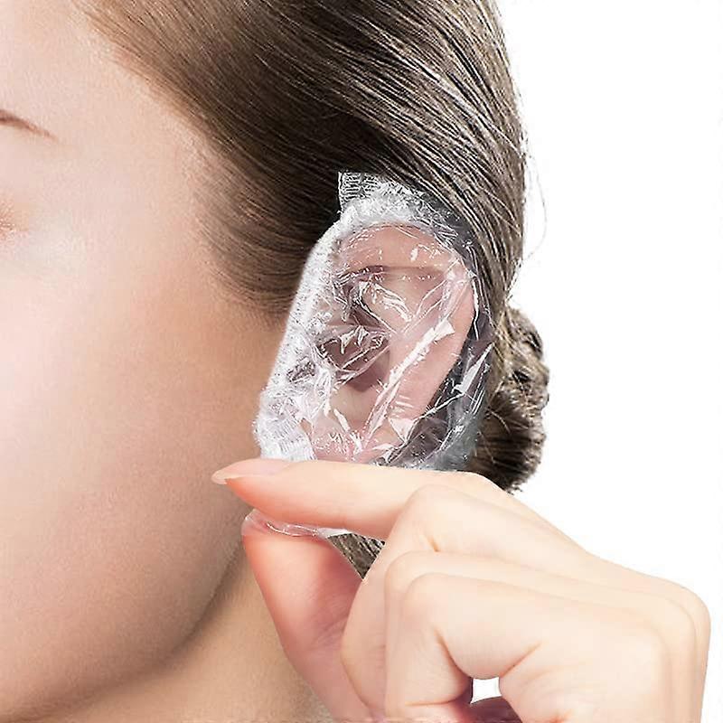 200 Pack Disposable Ear Covers for Shower, Waterproof Plastic Ear Protector(13cm)