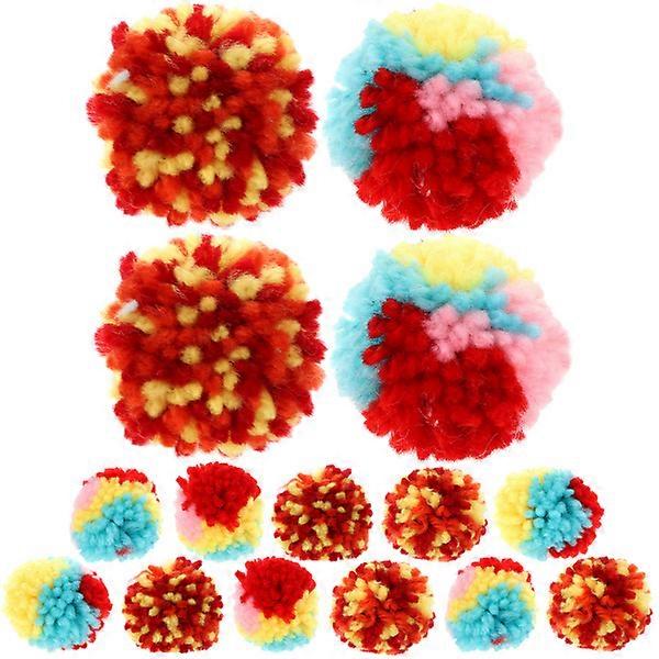 15Pcs Pom Pom Kitten Toys Cat Decompression Ball Cat Chewing Plush Ball Cat Plush Ball