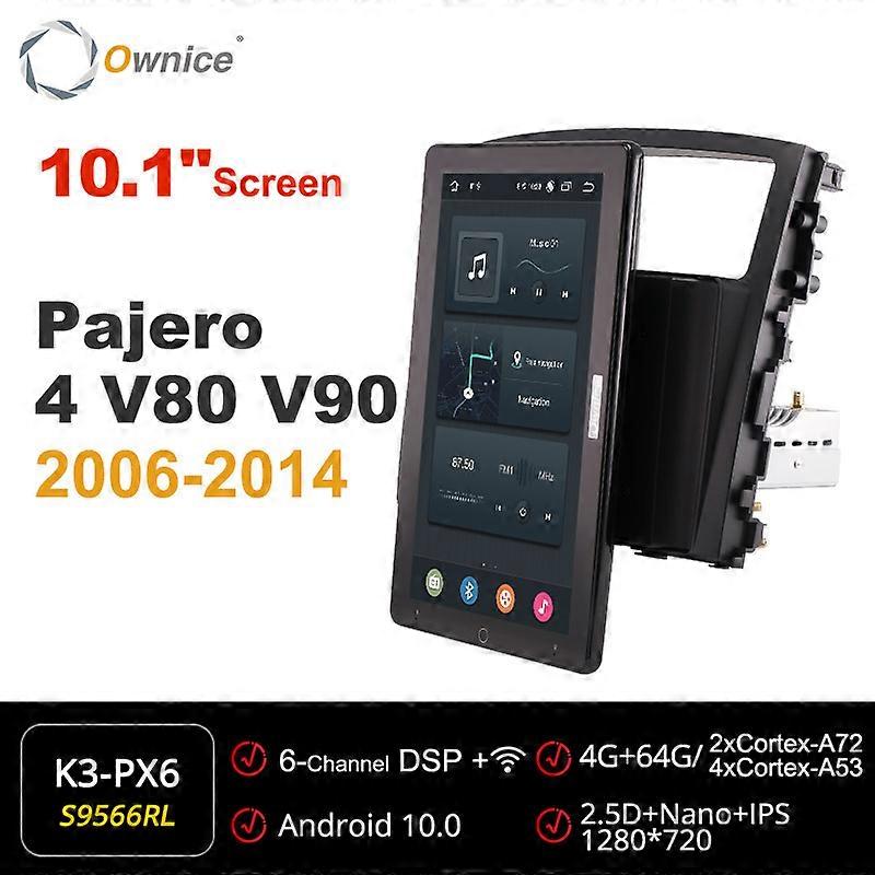 Tesla style PX6 Android 10.0 Car Multimedia Player Navigation GPS Auto Rotatable IPS for Mitsubishi Pajero 4 V80 V90 2006-2014