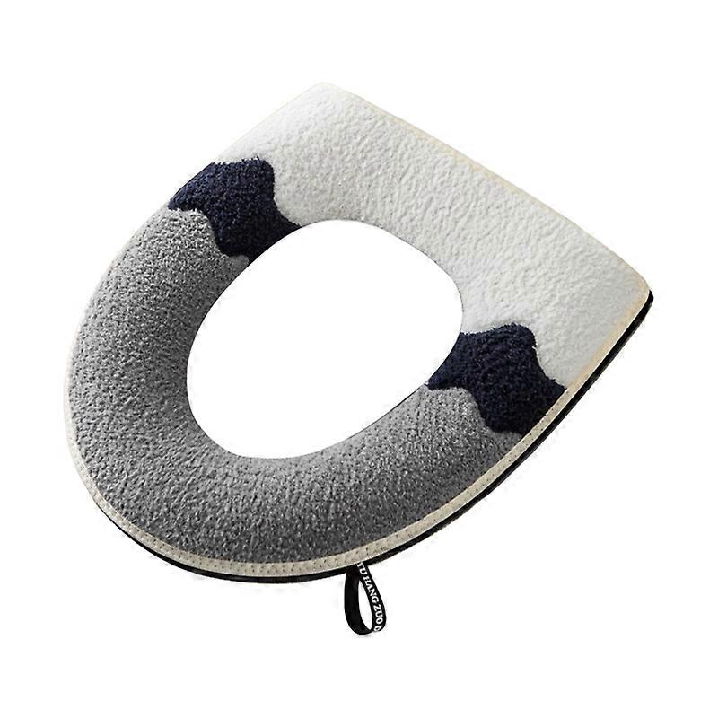 Toilet Seat Cover Ultra Soft Keep Warm Winter Color Matching Plush Zipper Closestool Mat with Handle for Hotel Qinhai