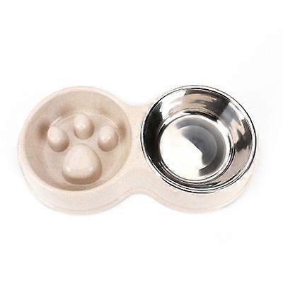 Double Slow Feeder Dog Bowl for Cat Dog and Puppy - Interactive Feeder Slow Down Feed Pets Twin Feeding Bowl  (D-4)
