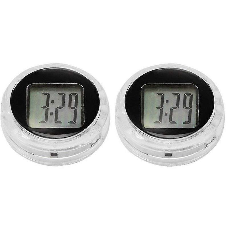 Universal Mini Motorcycle Digital Clock Waterproof Glue-on Motorcycle Digital Clock [Dia.1.1" - 2 Pack]