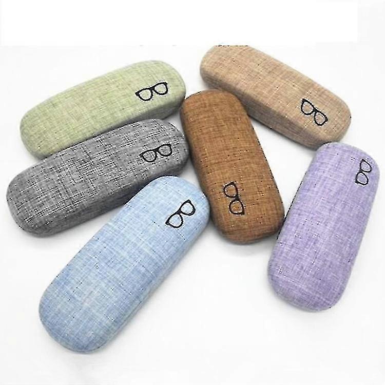 5pcs Hardshell Lunettes Couverture Lin Grands Verres Case Random Color