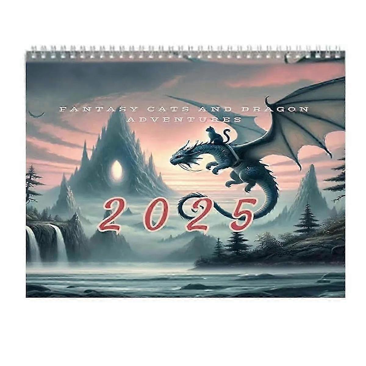 Fantasy - Cat Dragon - Calendrier 2025 Calendrier mural compatible avec le bureau à domicile