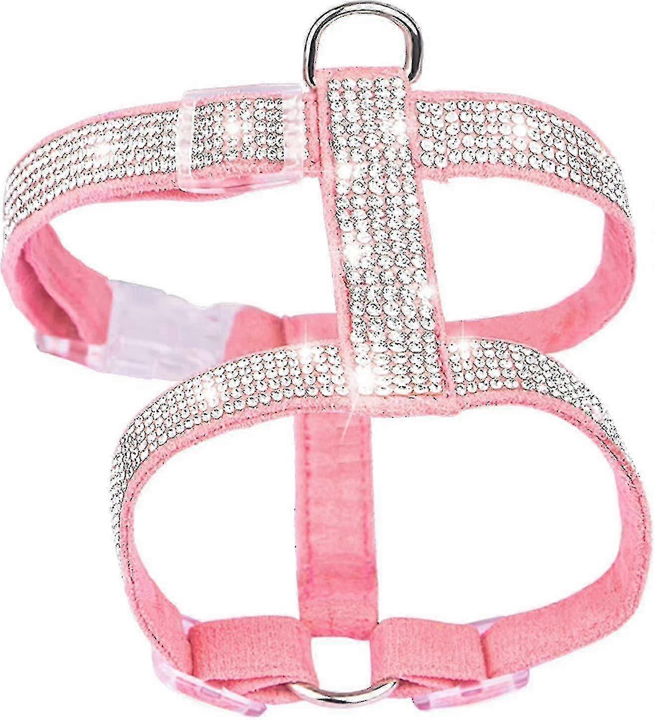 ペットハーネス、ブリンラインストーン犬用ハーネス調整可能な猫ベストハーネスウォーキングハーネス子犬小型犬猫用(S、ピンク)