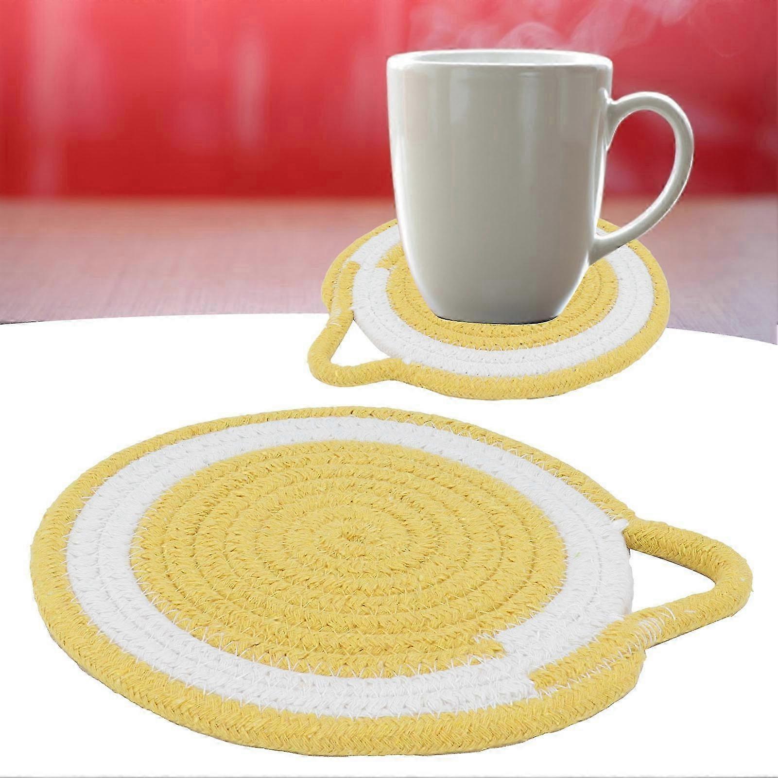 Fruit Shape Table Placemat,  Insulation Cotton Rope Coaster Nordic Style Dining Table Insulation Placem for Dining Table[18CM-Yellow ]