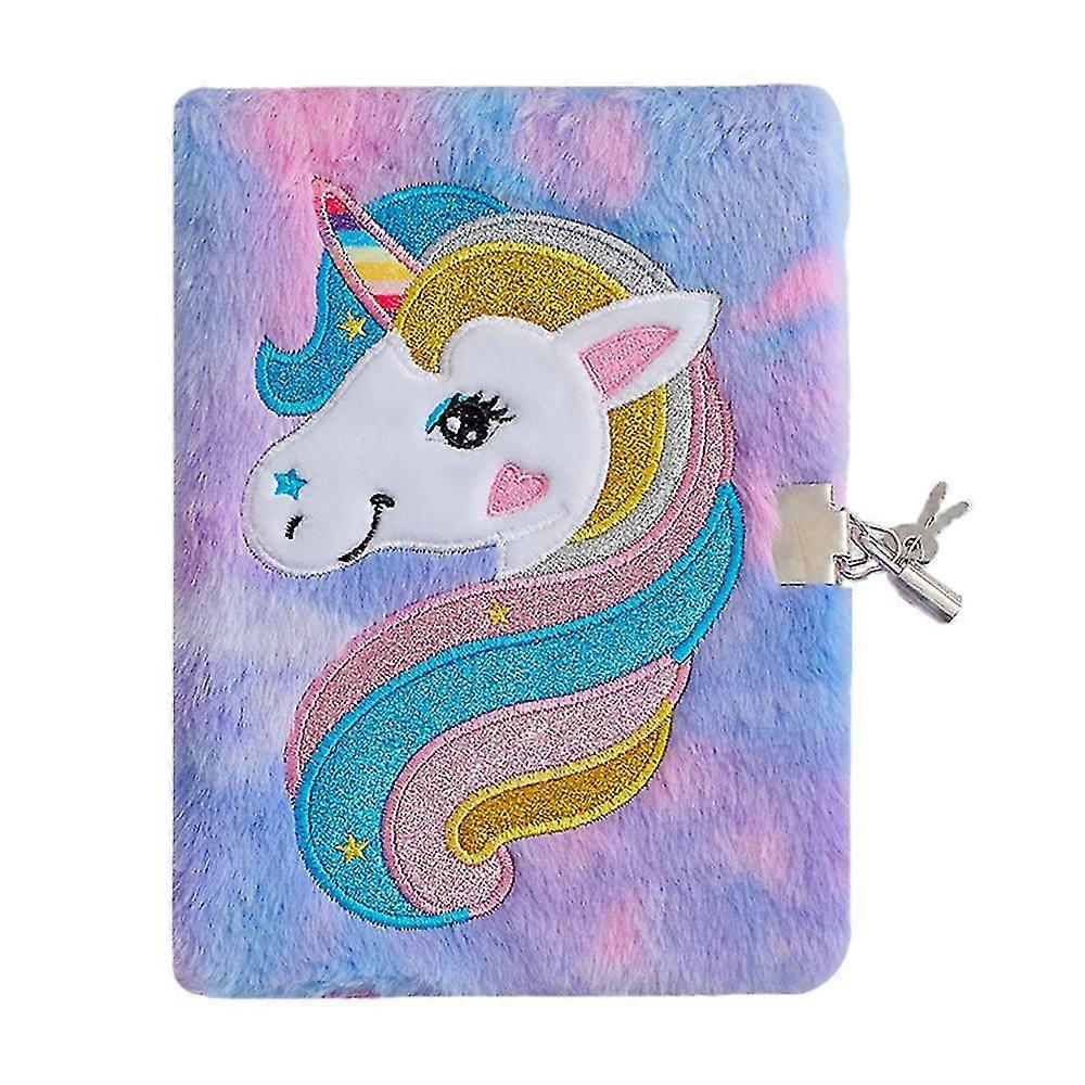 Unicorn Notebook Kids Girls Cartoon Unicorn Plush Notebook Diary With Lock